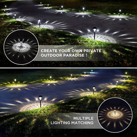 Super Bright 2 In 1 Solar Lights Outdoor Waterproof Auto On Off Dusk To Dawn Garden Solar LED Pack 10 lining a walkway