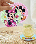 8 Piece Cartoon Diamond Painting Coaster Set With Holder, showing colorful coasters featuring cartoon characters for home decor.