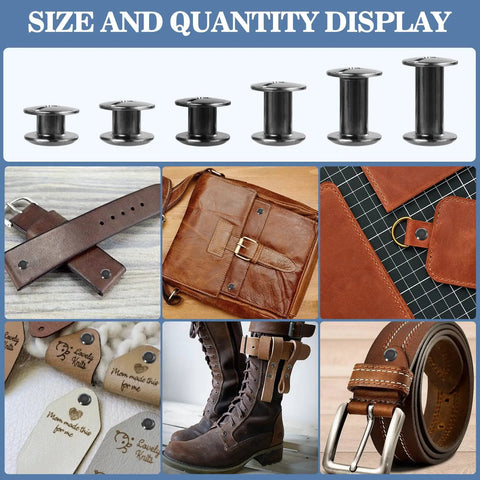 122 Pack Leather Chicago Screw Kit Set In Six Sizes For DIY Leathercraft Bags Clothes Jackets Belts And More Includes M5 To M12 Screws Rivets And Hardware