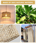 White Rattan Pendant Light With Handwoven Rope Shade For Boho Vibe Kitchen Island And Dining Room, natural material details