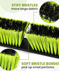 Close-up of bristles on Three Pack 24 Inch Push Brooms Workhorse Outdoor Brooms With 63 Inch Handle For Indoor And Outdoor Floor Cleaning