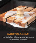 Three Step Cutting Board Care Kit With Soap Food Grade Mineral Oil And Wax For All Wood Boards Protects Against Cracking Warping And Stains