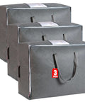 Roomy 105L Extra Large Storage Bags For Blankets Bedding And Clothes 3 Pack With 4 Handles Clear Window Foldable And Breathable Closet Organizer In Grey