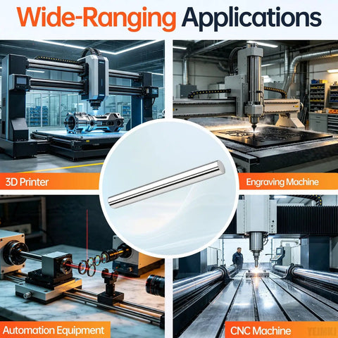 Precision 8mm Linear Motion Rods Shaft Guide Rail With Precision Chamfered Ends For Smooth And Stable Linear Movement used in CNC and 3D printers.