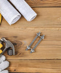 Two Pack Extended Length M8x100mm 304 Stainless Steel Threaded Rods Kit With Nuts And Washers on wooden surface
