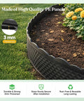 Image showing the No Dig Landscape Edging Kit with flexibly interlocking panels around a flower bed, highlighting durable 3mm PE material.