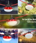 Boss Grade LED Construction String Lights 100W 10000 Lumens 100Ft Length showing various weather conditions
