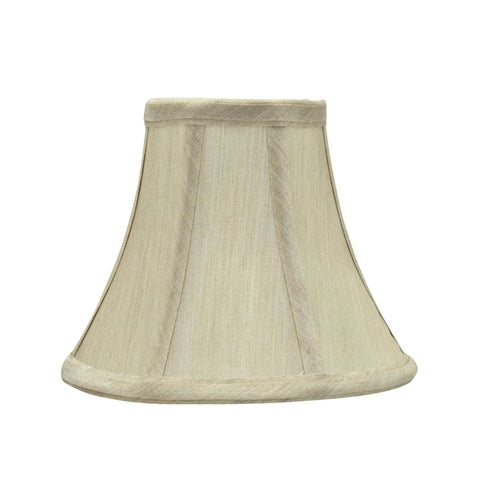 Beige Faux Silk Bell Clip On Chandelier Shade With Brass Fitter, 3 In Top, 6 In Bottom, 5 In Slant, 40W Max Bulb, Set Of 9