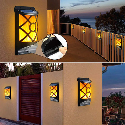 Realistic Solar Flame Lights Outdoor With 3D Flickering Flames That Look Legit Using 66 Ultra Bright LEDs IP65 Waterproof Wall Mount