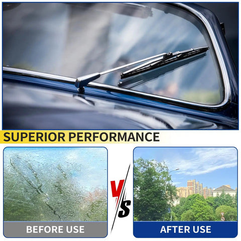 Pair Of 18 Plus 18 Inch Windshield Wiper Blades For Ford Ranger And Chevy Hhr All Season Rubber Wipers shown before and after use.