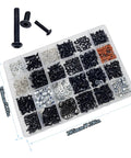 1000 Piece RC Screw Kit With 1000pcs Screws Assortment for Traxxas Axial Redcat in organized plastic grid box.
