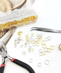 DIY Jewelry Repair Kit With 1400 Pcs Assorted Jump Rings In Silver And Gold, Includes Pliers, Necklace Clasps, Tweezers
