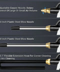 Adjustable copper nozzle and extension hoses for Go-To High Volume Air Blow Gun With Brass Adjustable Nozzle And 13.7 Inch Extension Hose