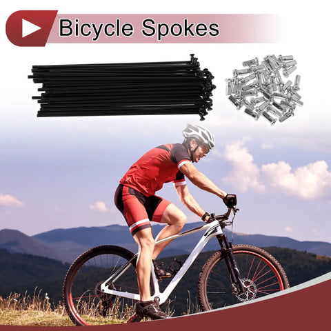 36 Piece 12G Bicycle Spokes Set 139mm 45 Steel Black Wheel Spokes For All Bikes With Galvanized Nipples And 12G Thread Replacement