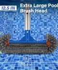 All In One Pool Cleaning Kit With 12.5 Inch Brush Head Ultra Fine Mesh Skimmer Net And 76.5 Inch Aluminum Pole