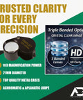 10x21 Triplet Professional Loupe For Jewelry, Coins, Gemstones, Diamonds, Trichomes, Geology, Watches, Plants, Slides image