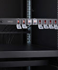 8-Outlet 1U Switched Rack Mount PDU With Individual On Off Outlets 125V 15A NEMA 5-15R 8-Foot Power Cord TAA Compliant Ideal For Server Rooms And Small Data Centers mounted in a server rack