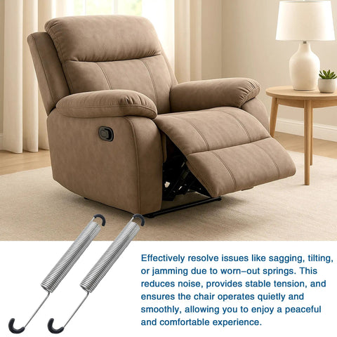 Premium 4 Pack 7 Inch Extension Springs For Power Recliner Lift Chair Couch Replacement Hardware featuring durable steel springs and recliner.
