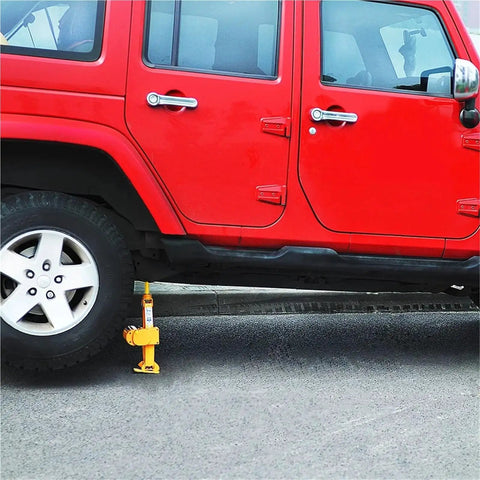Heavy Duty 12 Volt Electric Car Jack With Impact Wrench And Air Compressor Portable 3 Ton Hydraulic Lifting Set under a red SUV.