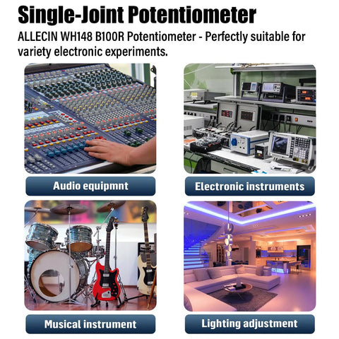 Audio equipment, electronic instruments, musical instruments, and lighting adjustment options with 15mm Shaft 3 Pin 100 Ohm Potentiometer