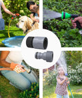 12 Piece 3/4 Inch Garden Hose Quick Connectors Kit with male and female adapters in various garden settings
