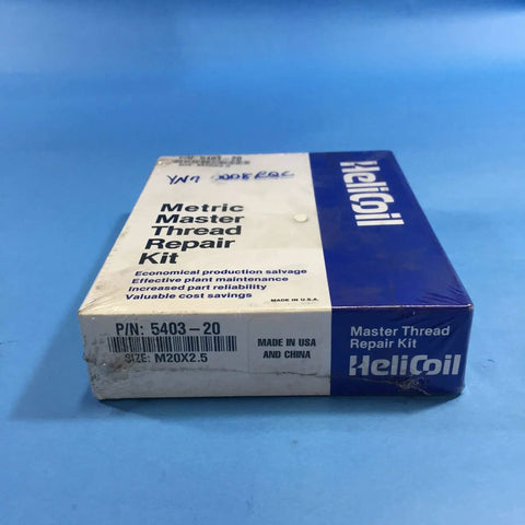 Thread Repair Kit M20x2.5 Stainless 304 box with HeliCoil branding, P/N: 5403-20, made in USA and China, size: M20x2.5