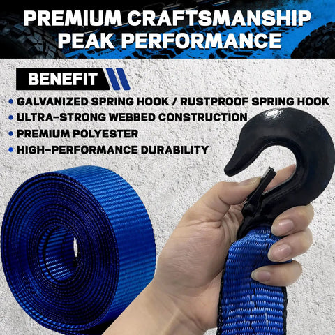 Rock Solid Boat Winch Strap With Zinc Plated Safety Hook 2 Inch By 20 Foot 18000 Lb Breaking Strength Marine Grade Polyester Webbing Built Tough For Pontoon And Jet Ski Trailers