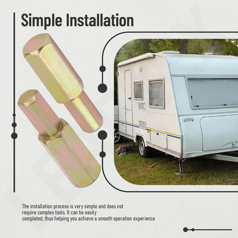 Two Piece Replacement Hex Drive Slick Upgrade For Happijac Camper Screw Jack Systems, golden hex grips for easy installation.