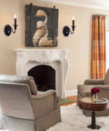Living room with Black Wall Sconces Set Of Two Modern Farmhouse Candle Wall Lamps for Bathroom Vanity Hallway Stairway Porch