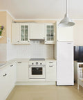 Sleek Upright Convertible Refrigerator And Freezer Serving 6.8 Cu Ft Of Flex Storage in a modern kitchen with white cabinets.