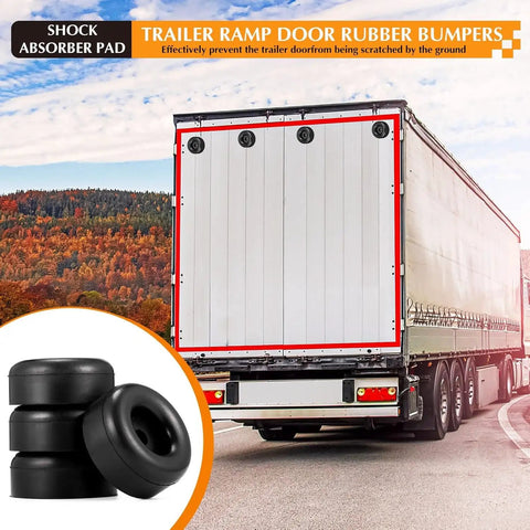 Truck with 20 Pack 2.5 Inch Trailer Ramp Door Bumpers, Heavy Duty Rubber Bump Stops for Tailgates in foreground