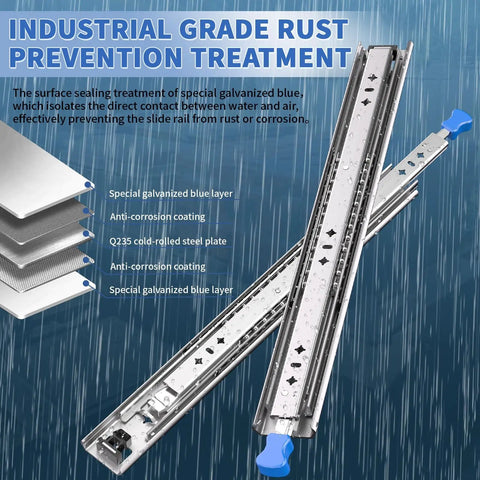 260 Lbs Heavy Duty Locking Drawer Slides Full Extension Ball Bearing Rails With Lock Side Mount Built To Last For Industrial Tool Boxes 22 Inch Pair Includes M5 Screws with anti-corrosion coating illustration