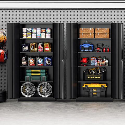 72 Inch Heavy Duty Metal Garage Storage Cabinet With Doors And Shelves Tall Lockable Tool Cabinet For Home Garage Or Office Durable Steel Construction With Scratch Resistant Powder Coat Extra Wide Storage For Big Tools And Quick Access open