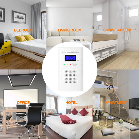 Image of Two Pack Plug In Gas And Carbon Monoxide Detector Set With Digital Display And 85dB Alarm for different rooms