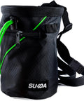 Chalk Bag For Rock Climbing And Multi Purpose Training Gear with Quick Clip Belt and Dual Zip Pockets, black with green accents