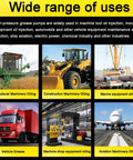 Heavy Duty Pneumatic Grease Gun With A 50 To 1 Air Operated Pressure Ratio Extended Tube For Construction And Farm Equipment No Sweat Lubrication Setup used for agricultural and construction machinery oiling.
