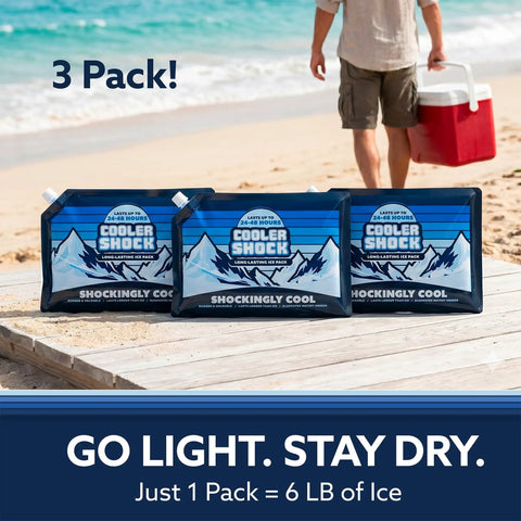 Giant Reusable Ice Packs For Large Coolers, 14X10 Inch Leakproof Freezer Blocks That Keep Grub And Brews Frosty Up To 48 Hours, Heavy Duty Gear For Beach Days, Camping Trips, And Tailgate Party Vibes on beach with cooler.