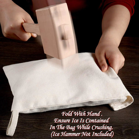 Heavy Duty Canvas Lewis Ice Crushing Bags 2 Pack Bartender Gear with Tight Seal Flap for slamming frozen cubes into silky crushed ice.