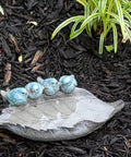 Outdoor Bird Feeder And Bath Bowl With Leaf Design In Polyresin Hand Painted Blue Family Of Birds Garden Decor That Pops For Yard Or Balcony Weather Resistant And Easy To Clean