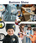 Three In One Button Maker Kit With 86 Sets Of Parts for DIY Pins seen on bags, shoes, and worn by kids, featuring love badge sets.