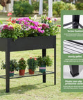 Raised Garden Bed With Legs Elevated Metal Planter Box Black Outdoor Stand With Drainage Holes Durable Steel Frame Holds About 1.5 Cubic Feet Soil For Vegetables Herbs And Flowers