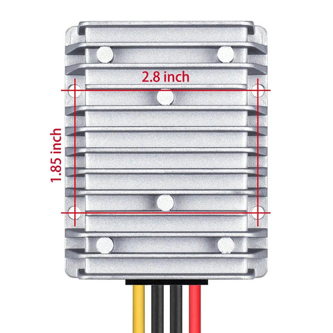 Front view of DC-DC Boost Converter 12V To 24V Up To 25A 600W Step Up Regulator Module with visible dimensions and wires