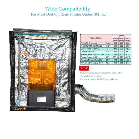 3D Printer Enclosure With Vent Kit And Led Lighting For FDM DLP SLA LCD Printers, Thermal Insulation Cover, 400x480x600mm