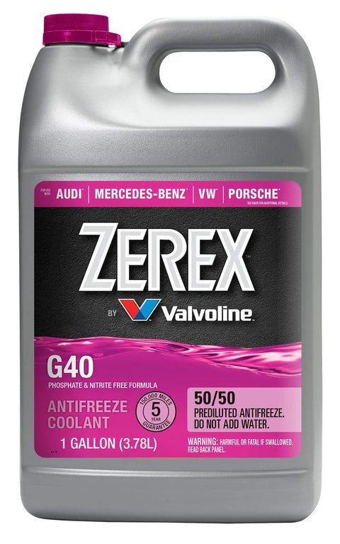 Zerex G40 Antifreeze Coolant 1 Gallon 50/50 Formula Aluminum Safe Pre Mixed for engines