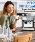 Game Changer 4 Pack Water Filter Refills With 30 Descaling Tablets Compatible With Breville Barista Pro Oracle Touch, espresso machine and cleaning tablets.