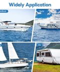 Collage of boats and RV suitable for Pontoon Gate Latch Replacement Kit for Marine Boats, showcasing versatility in marine applications.