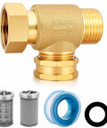Heavy Duty Brass Garden Hose Filter Attachment With 100 Mesh And 40 Mesh Stainless Screens, Dual Layer Filter for Pressure Washer Inlet