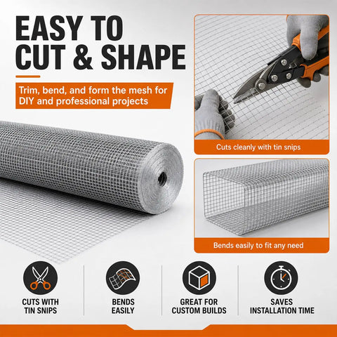 Heavy Duty Half Inch Hardware Cloth Mesh For Poultry Fencing 48 By 100 Inches 19 Gauge Zinc Coated Steel Wire Tough As Nails Flexible Long Lasting Mesh For Coops Gardens Poultry Runs Rabbits And DIY Projects, cut and bent