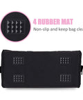 Bottom view of Pink Tool Bag For Women 14 Inch Zip Top Wide Mouth Organizer with non-slip rubber mats for stability.