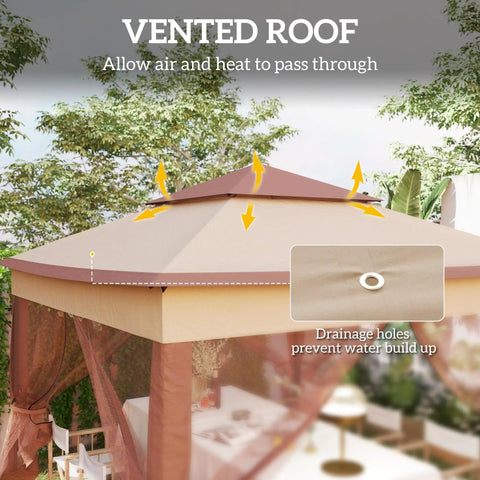 11x11 Pop Up Canopy Gazebo With Removable Screen Walls Instant Outdoor Shade Shelter vented roof and drainage holes